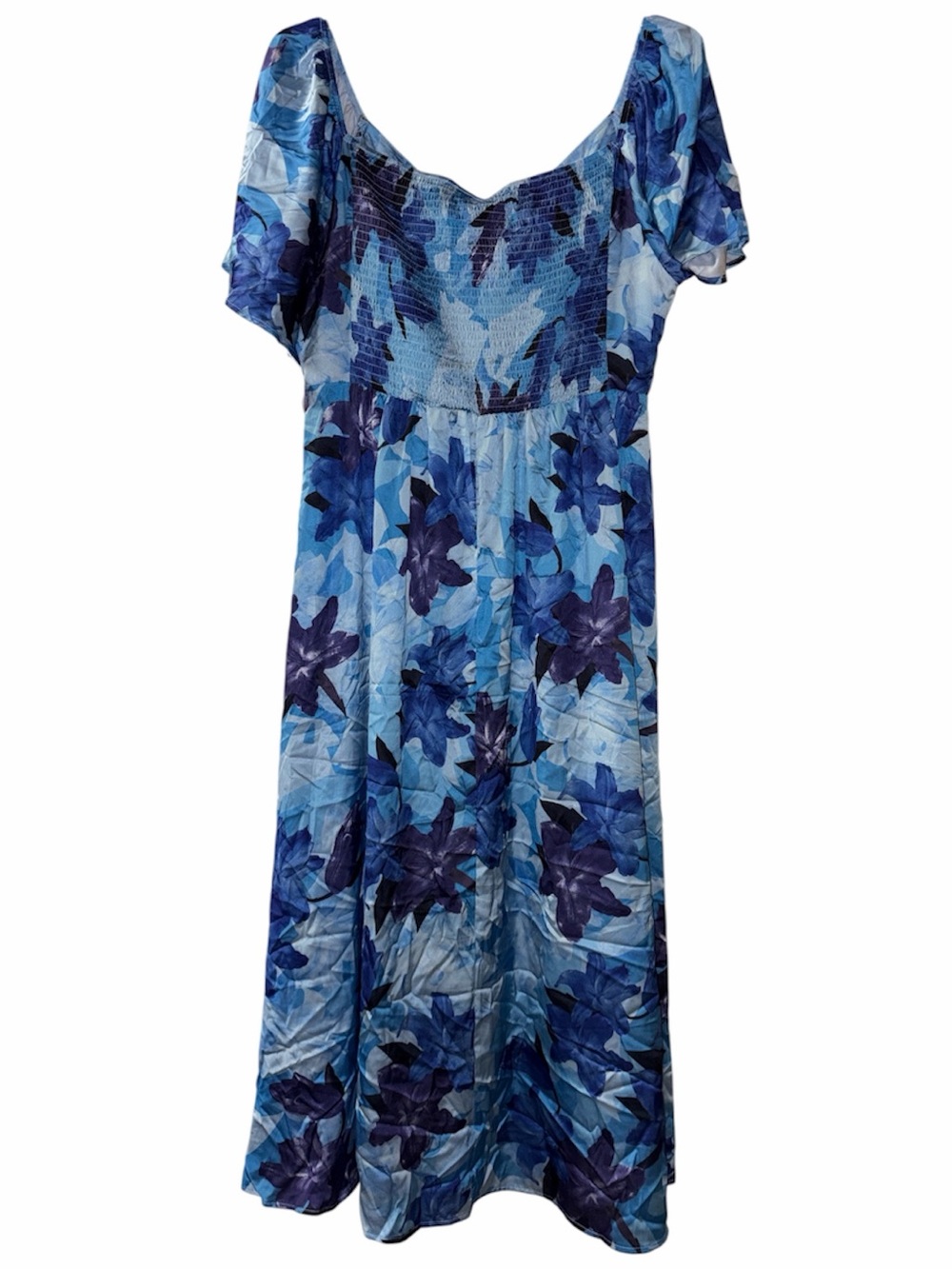 Blue Floral Tie-Front Maxi Dress 2X NWT - Picture 3 of 8